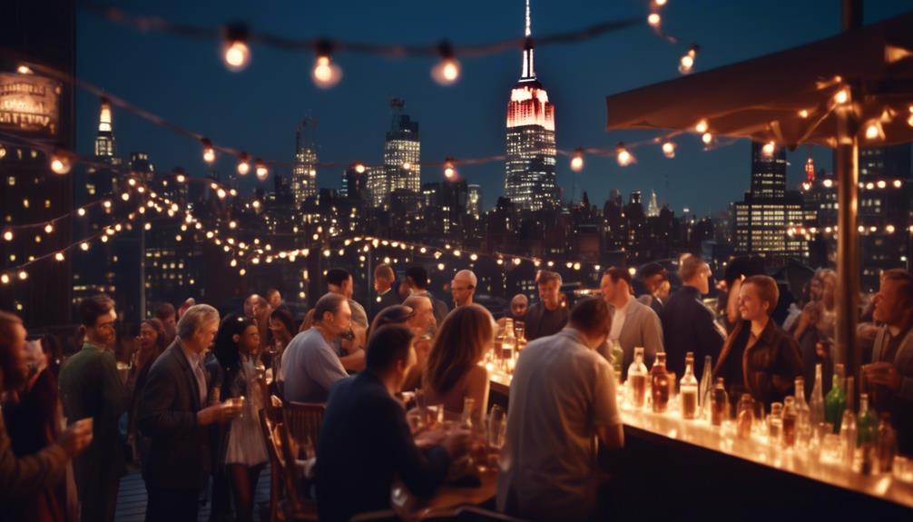 rooftop bar with skyline views