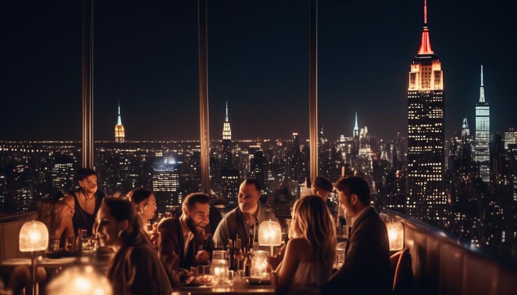 rooftop lounge with skyline views